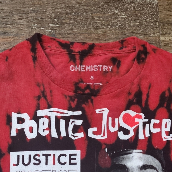 POETIC JUSTICE RED & BLACK TIE DYE CROPPED T-SHIRT SIZE SMALL - Picture 3 of 5